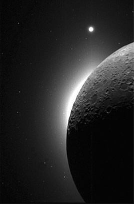 horizon glow above the lunar surface